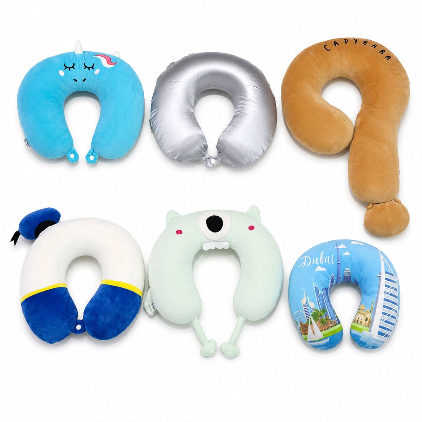 Mix Design Travel Neck Pillow U Shape Soft Head Support Cushion (1 Pc)