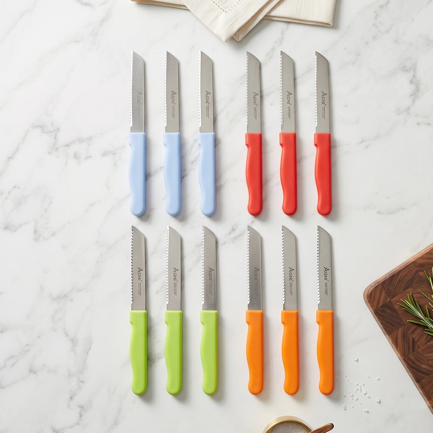 Ss Kitchen Knife Set With Plastic Handle Stainless Steel Vegetable Fruit (12 Pc)