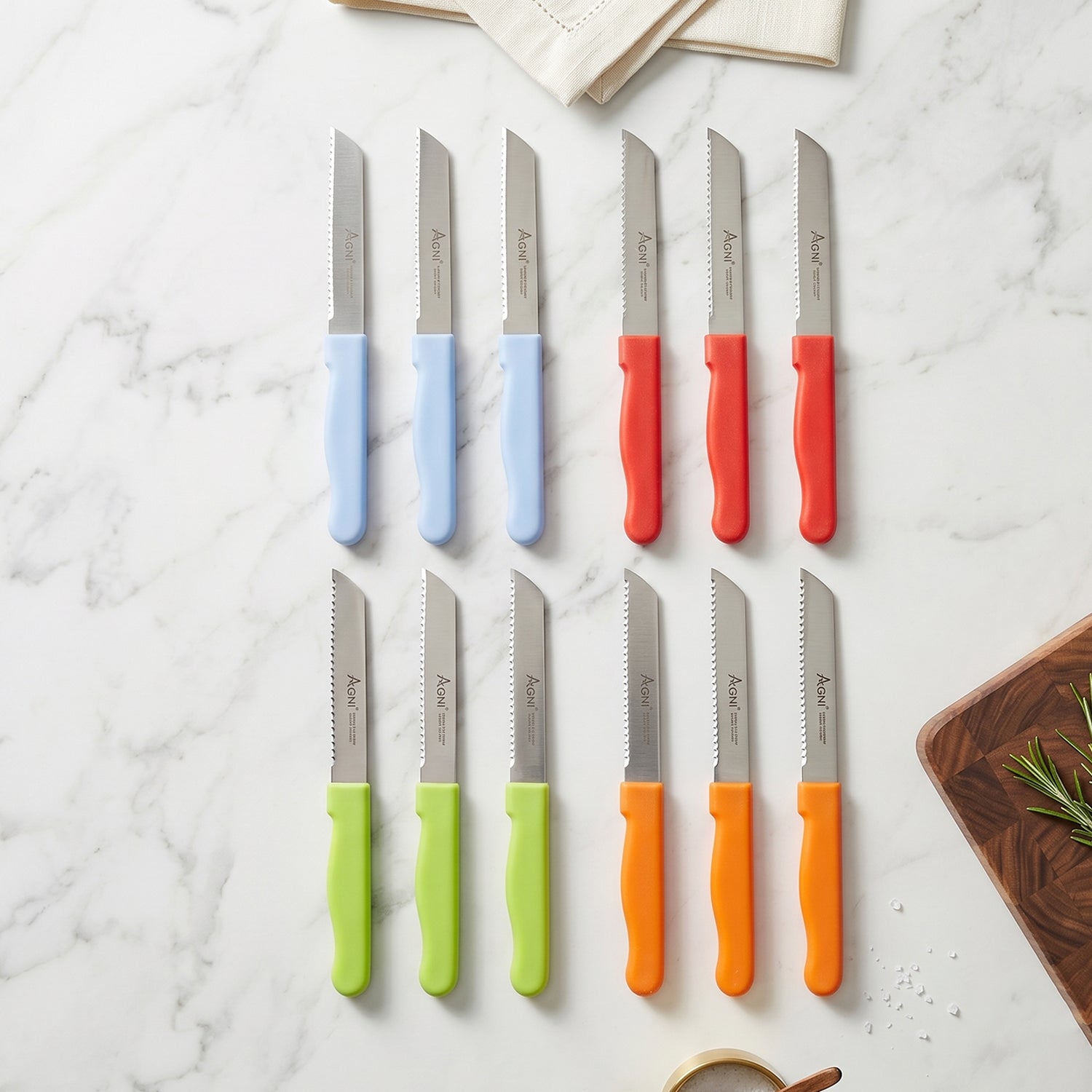 Ss Kitchen Knife Set With Plastic Handle Stainless Steel Vegetable Fruit (12 Pc)