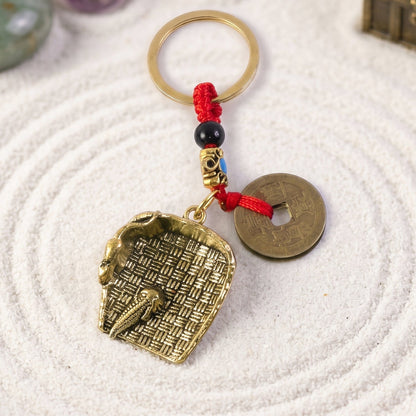 Copper Plated Dustpan Pendant Keychain Feng Shui Lucky Coin Bag Charm (1 Pc)
