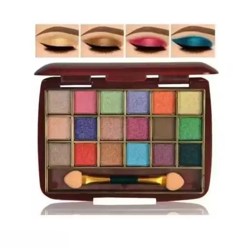 18 Color Eyeshadow & Makeup Brush Combo Kit – Multi Shade Set