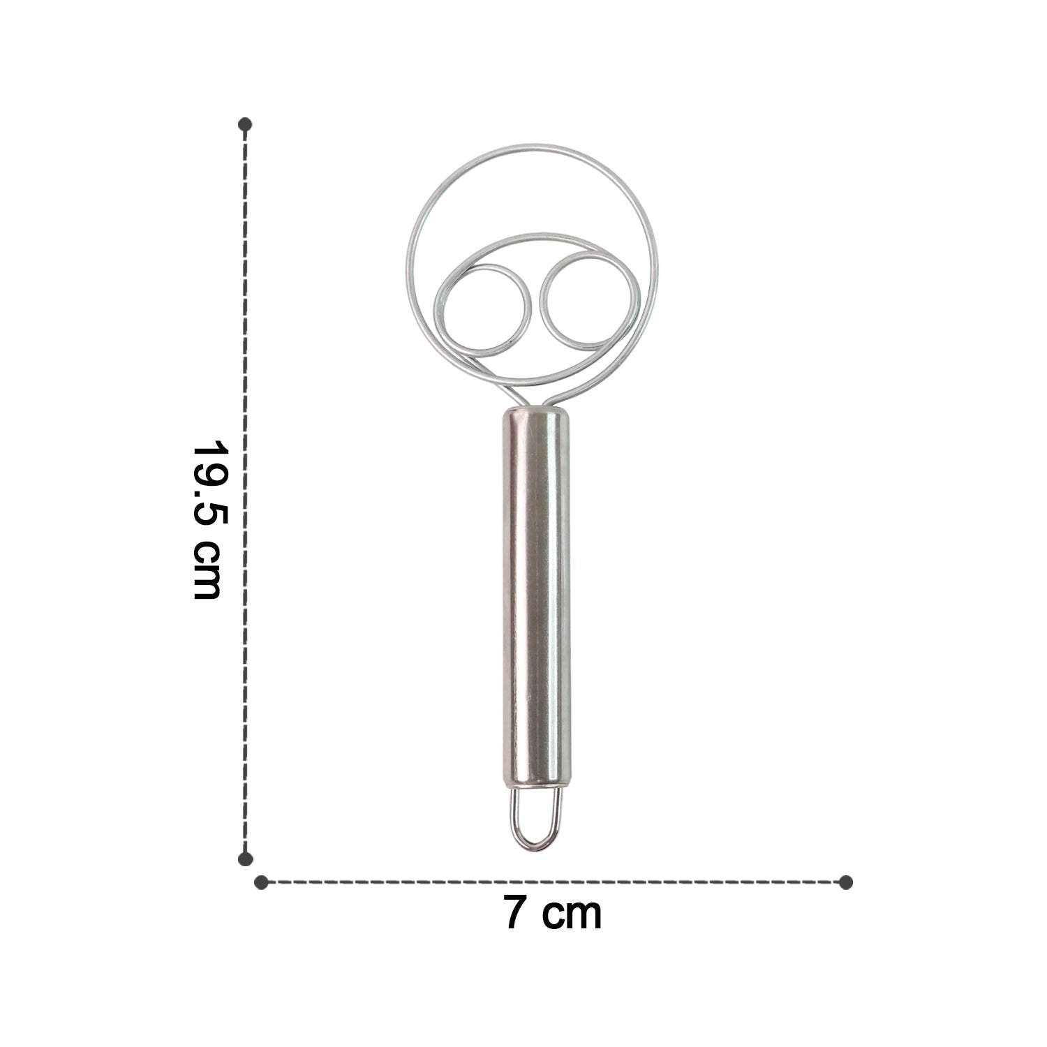 Two stainless steel spiral hand whisks from Wukusy in a 2-piece set, ideal for mixing and whisking in the kitchen.