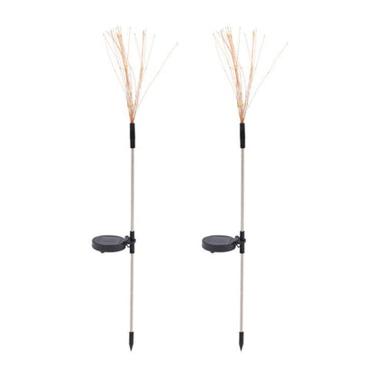 Wukusy solar-powered warm white starburst firework garden lights set with 120 LED bulbs, outdoor decorative lighting for garden or patio.