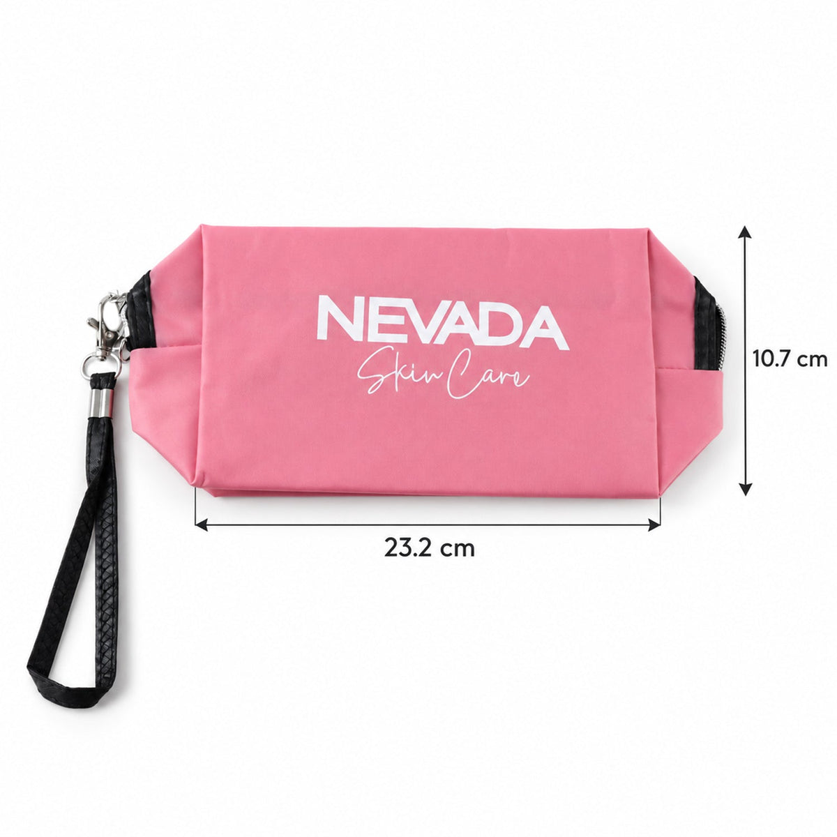Wukusy cosmetic pouch with zipper closure and detachable wrist strap, 23x10.7 cm, in black fabric with sleek design