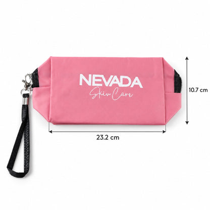 Wukusy cosmetic pouch with zipper closure and detachable wrist strap, 23x10.7 cm, in black fabric with sleek design