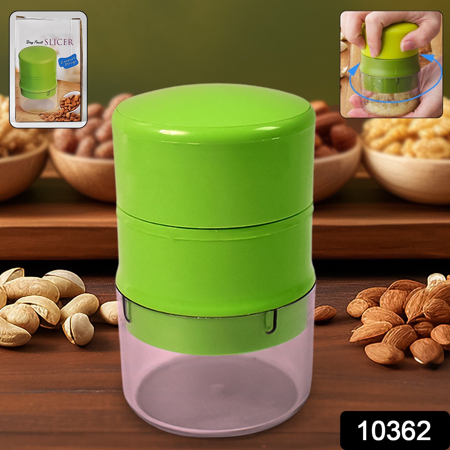 Wukusy dry fruit cutter and slicer for vegetables and fruits, compact kitchen tool for slicing and cutting dry fruits and produce.
