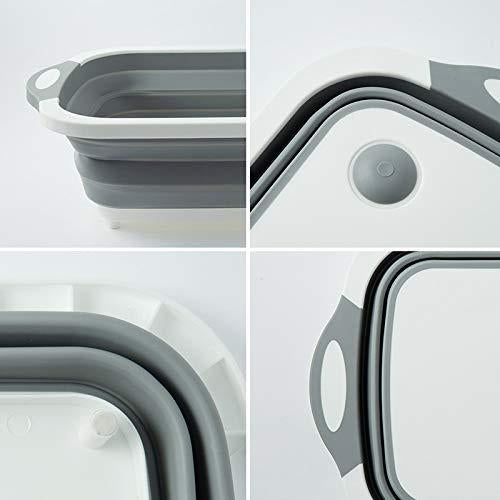 0098b (Brown Box) Foldable Chopping Board Dish Rack Washing Bowl  Draining Basket 3in1 Multi-function