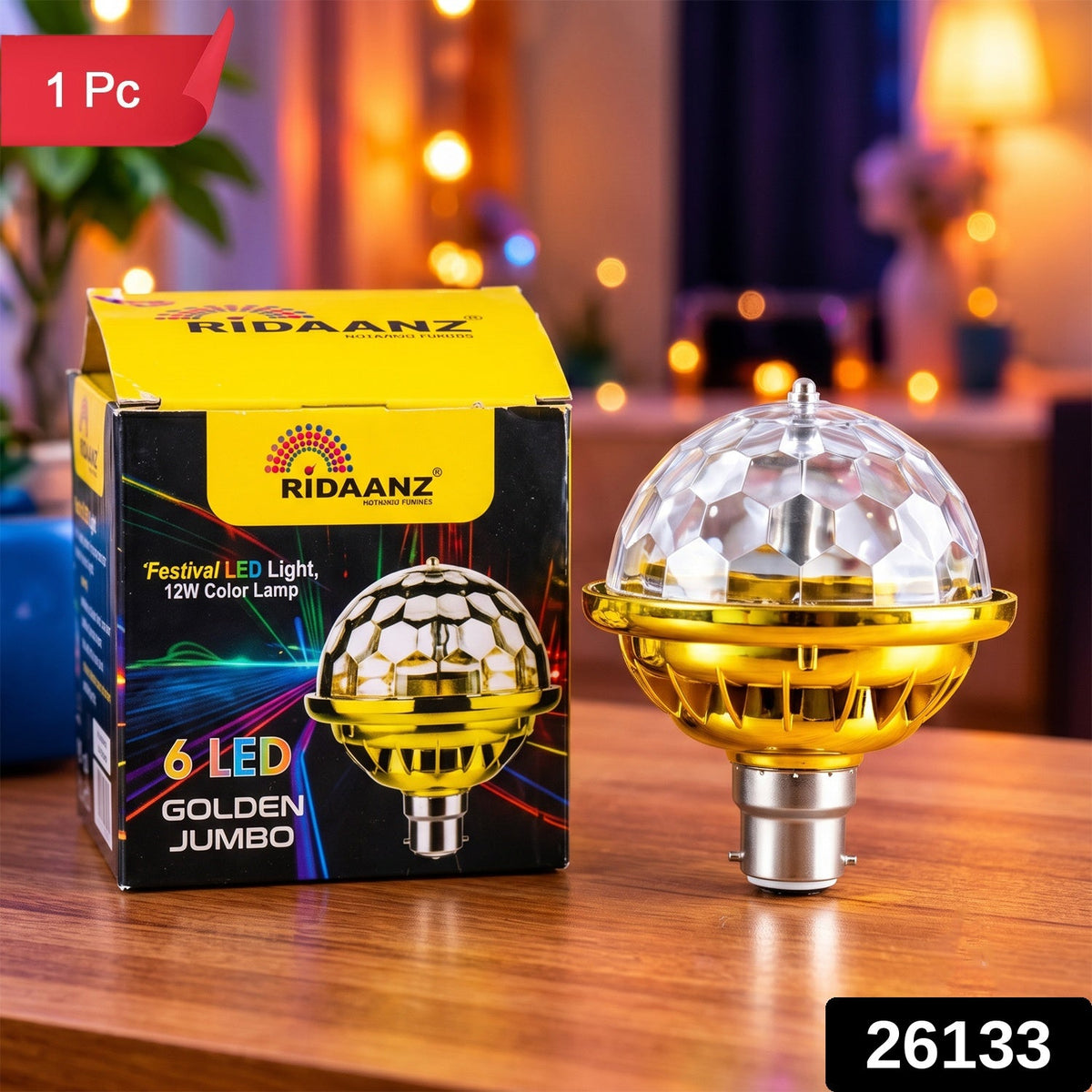 Rotating Multicolour Led Disco Party Bulb With B22 Base For Home (1 Pc)