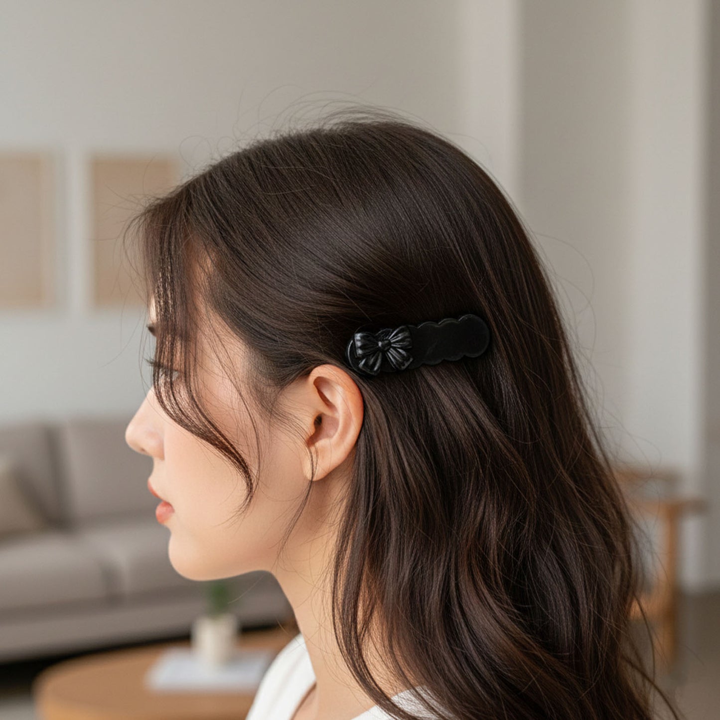 Set of three elegant black bow decorative hair clips by Wukusy, perfect for stylish hair accessories.
