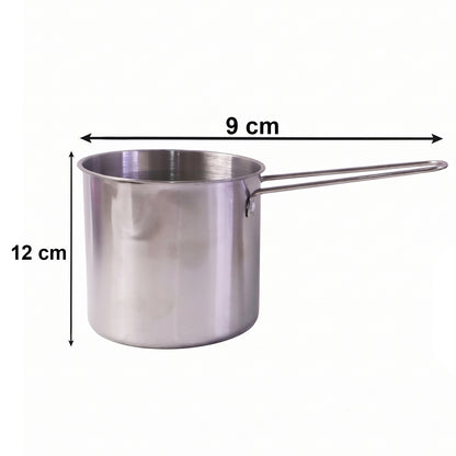 Wukusy stainless steel deep frying pot with strainer basket set for kitchen use, showing the pot and basket in a clean kitchen environment.