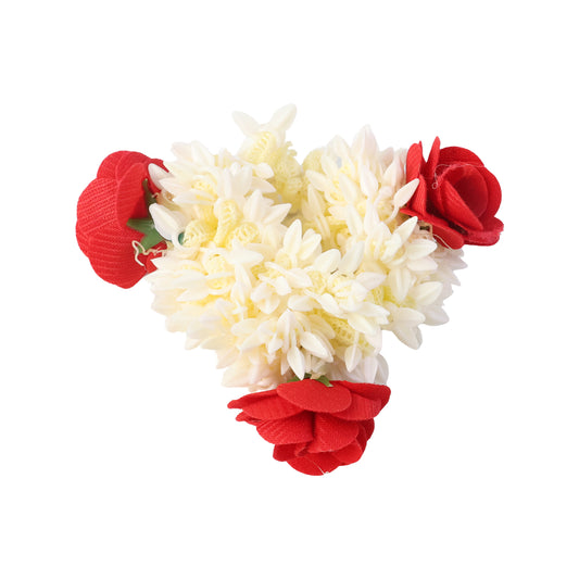 Artificial flower Gajra by Wukusy with traditional design, showcasing real-like white jasmine flowers for festive or decorative wear.