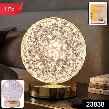 Round Crystal Led Table Lamp Usb Rechargeable Touch Bedside Night Lamp (1 Pc)