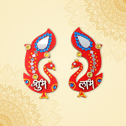 Decorative Wooden Shubh Labh Wall Hanging (2 Pc)