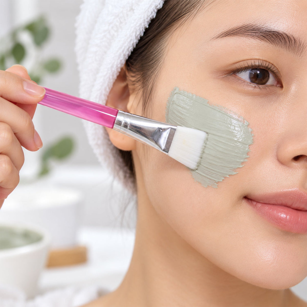 Wukusy flat face mask brush set with four applicators for even skincare application at home or salon settings.