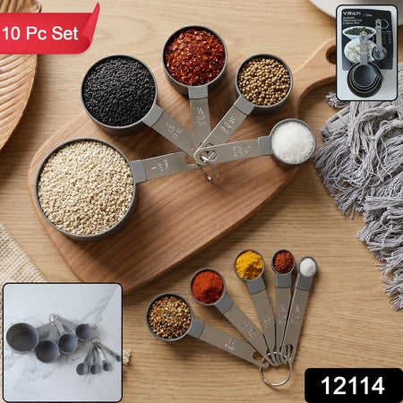 Plastic Measuring Cups And Spoons Set For Kitchen Baking Cooking (1 Set)