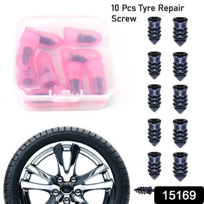 Set of 10 pink tire repair rubber nails from Wukusy for car tire puncture repairs, shown in a close-up image.