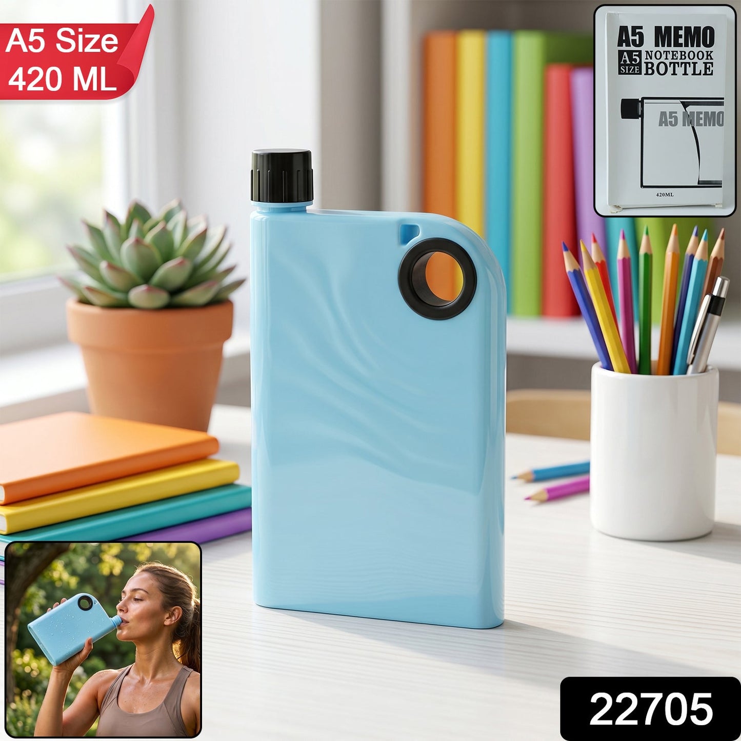 Water Bottle  Slim Portable  Leak-resistant For Daily Use