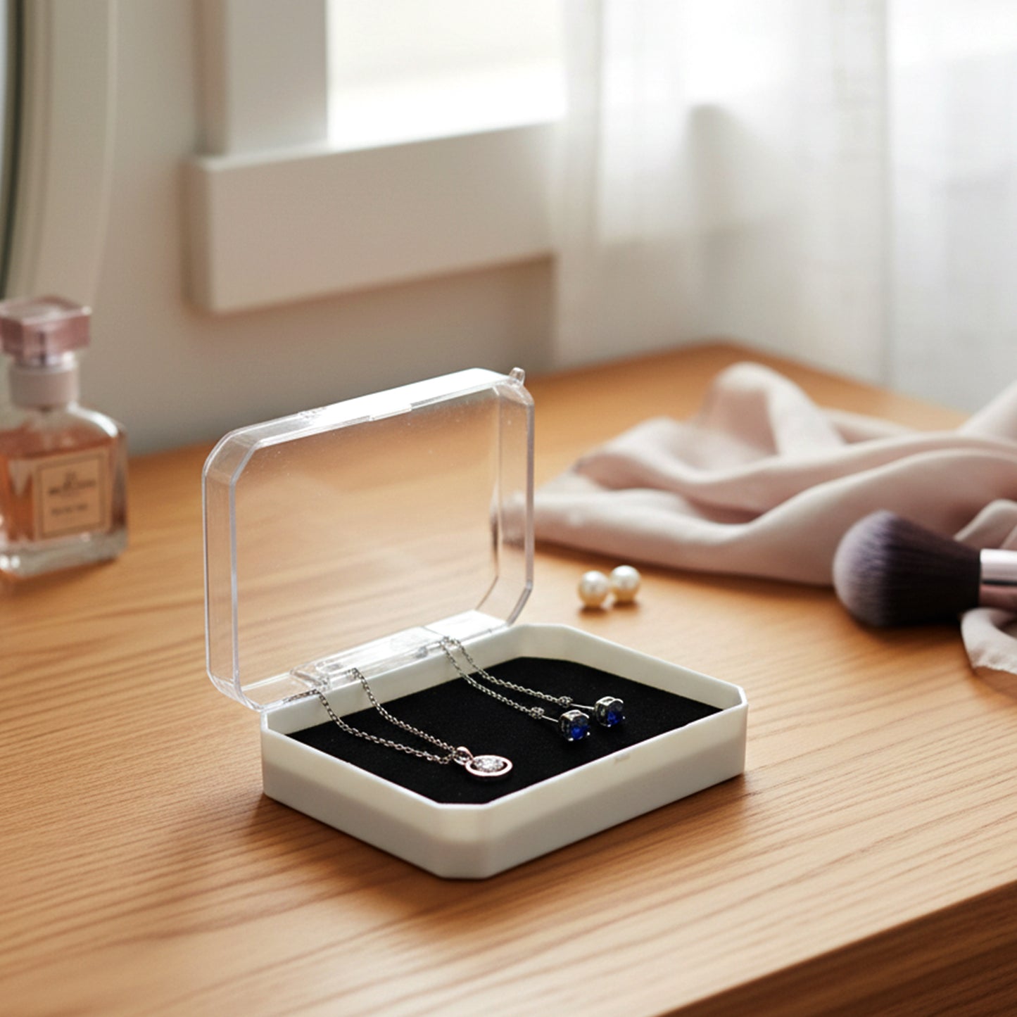 Wukusy jewelry storage box set with 12 small compartments for rings, earrings, and accessories, organized in a compact, elegant design.