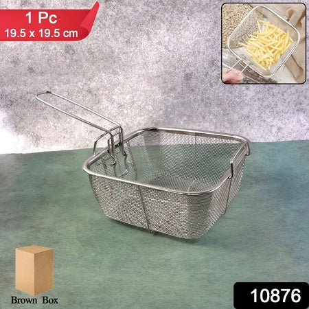 Stainless Steel Deep Fryer Basket With Long Handle (1 Pc)