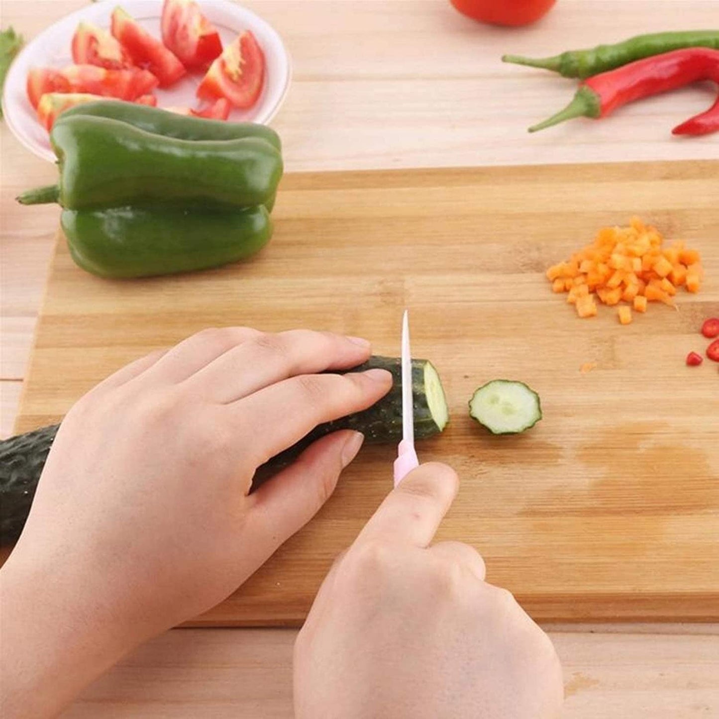 2315 Thick Wooden Bamboo Kitchen Chopping Cutting Slicing Board With Holder For Fruits Vegetables Meat