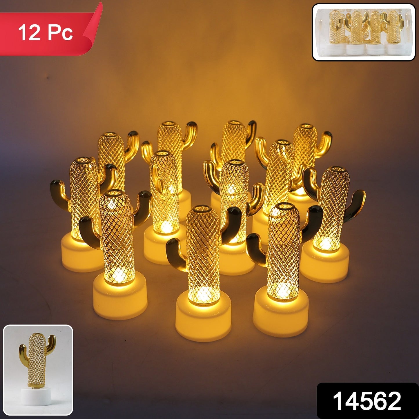 Decorative Cactus Shaped Flameless Led Candles (12 Pc)