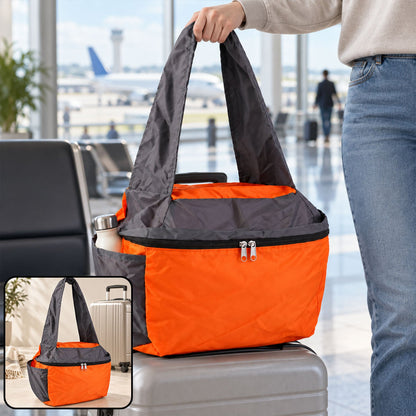 Wukusy travel tote carry bag with double zippers and shoulder straps, 26x33 cm, made of durable material for convenient travel use