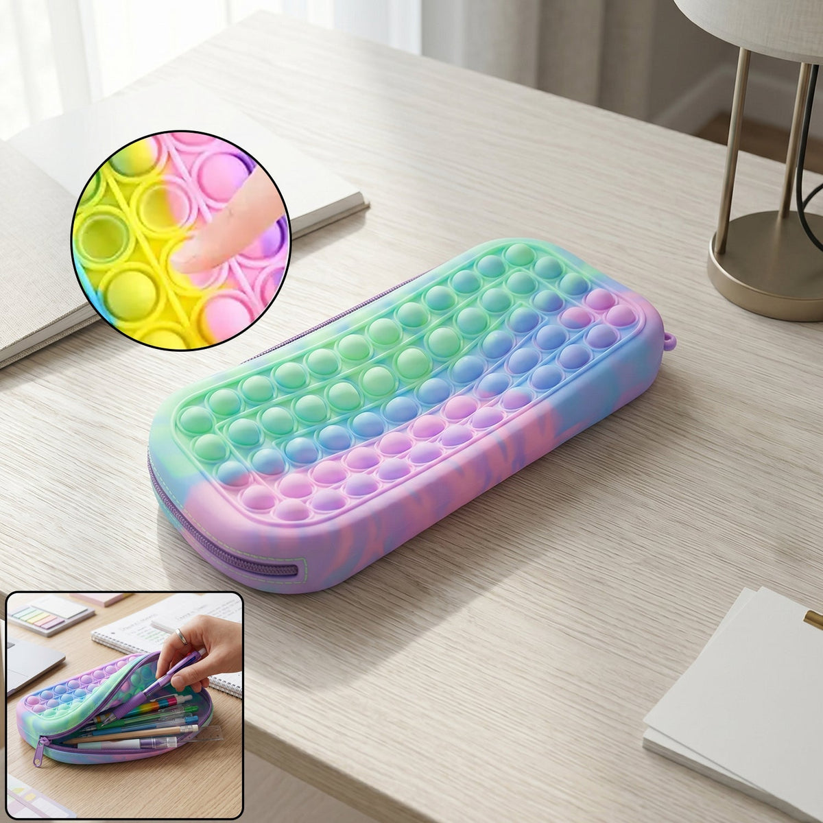 Pop It Silicone Pencil Pouch  Fun  Stress-relief Fidget Toy