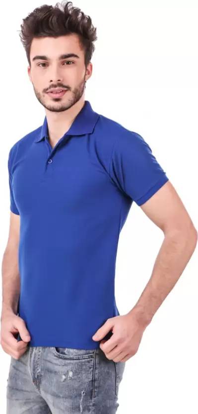 Pack of 4 men's solid polo neck T-shirts in multicolor cotton blend from Drpshippr Men's Collection.