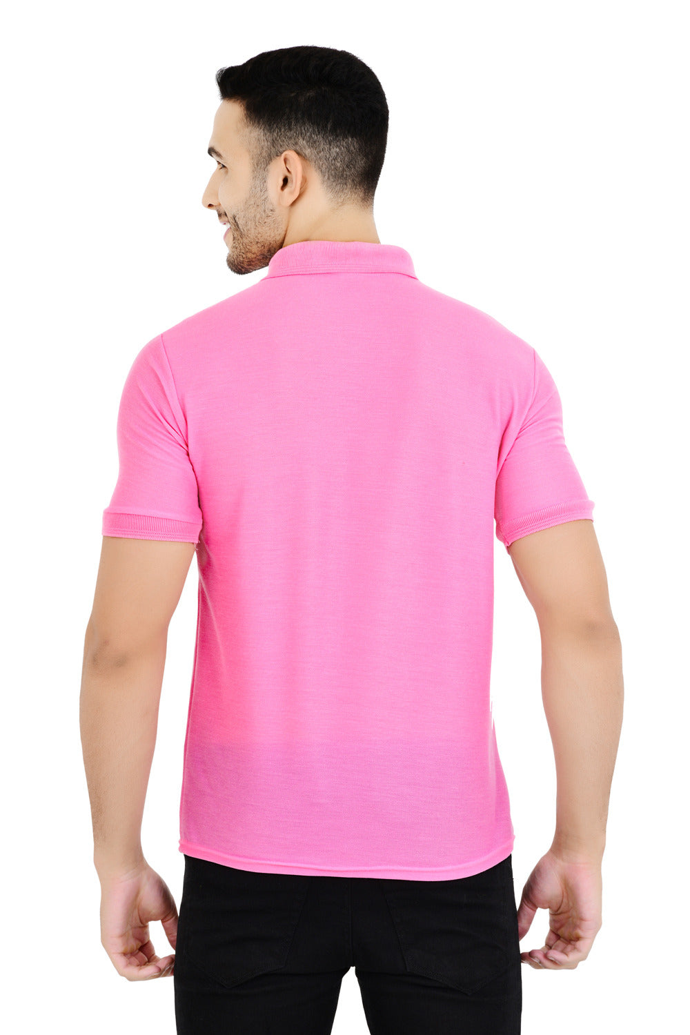Pack of 4 men's solid polo neck T-shirts in multicolor, from Drpshippr Men's Collection, displayed flat with varied colors.