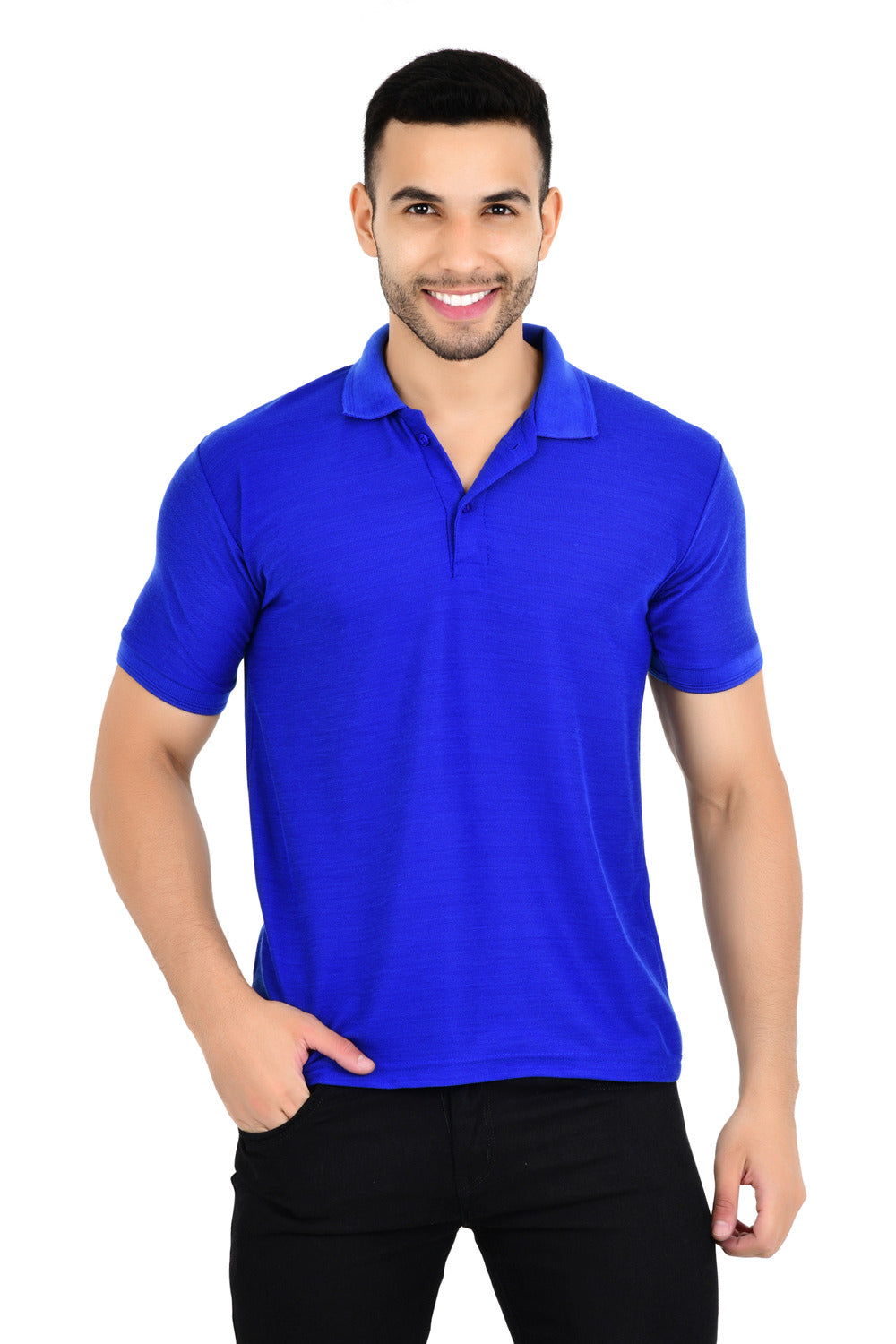 Pack of 4 men's solid polo neck multicolor T-shirts from Drpshippr's men's collection, featuring classic polo styles in various colors.