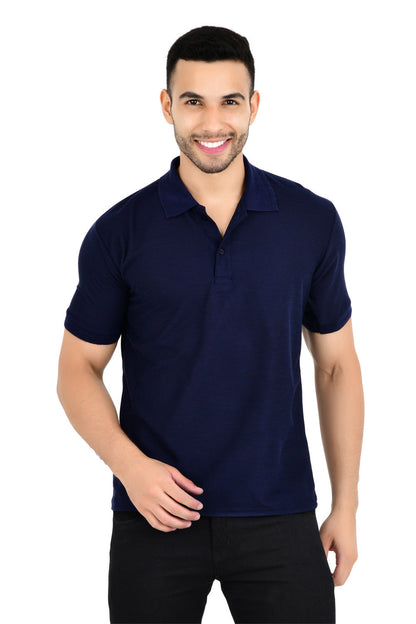 Set of four multicolor men's polo neck T-shirts from Drpshippr, solid design, perfect for casual wear.