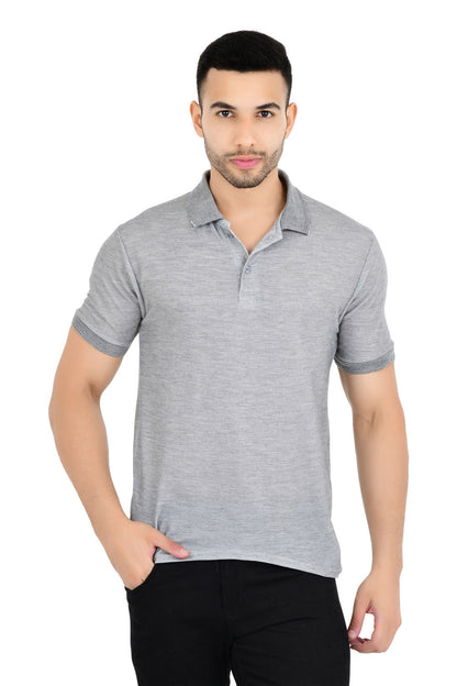 Pack of four men's solid polo neck multicolor T-shirts from Drpshippr in various colors, casual and comfortable for everyday wear.