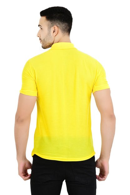 Pack of four men's solid polo neck T-shirts in multicolor, from Drpshippr's men's collection, displayed in the image.