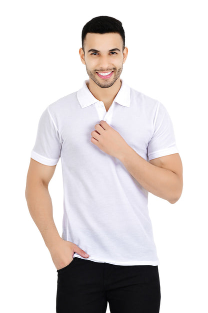 Pack of 4 men's solid polo neck multicolor T-shirts from Drpshippr, casual shirts with classic polo style and vibrant colors.