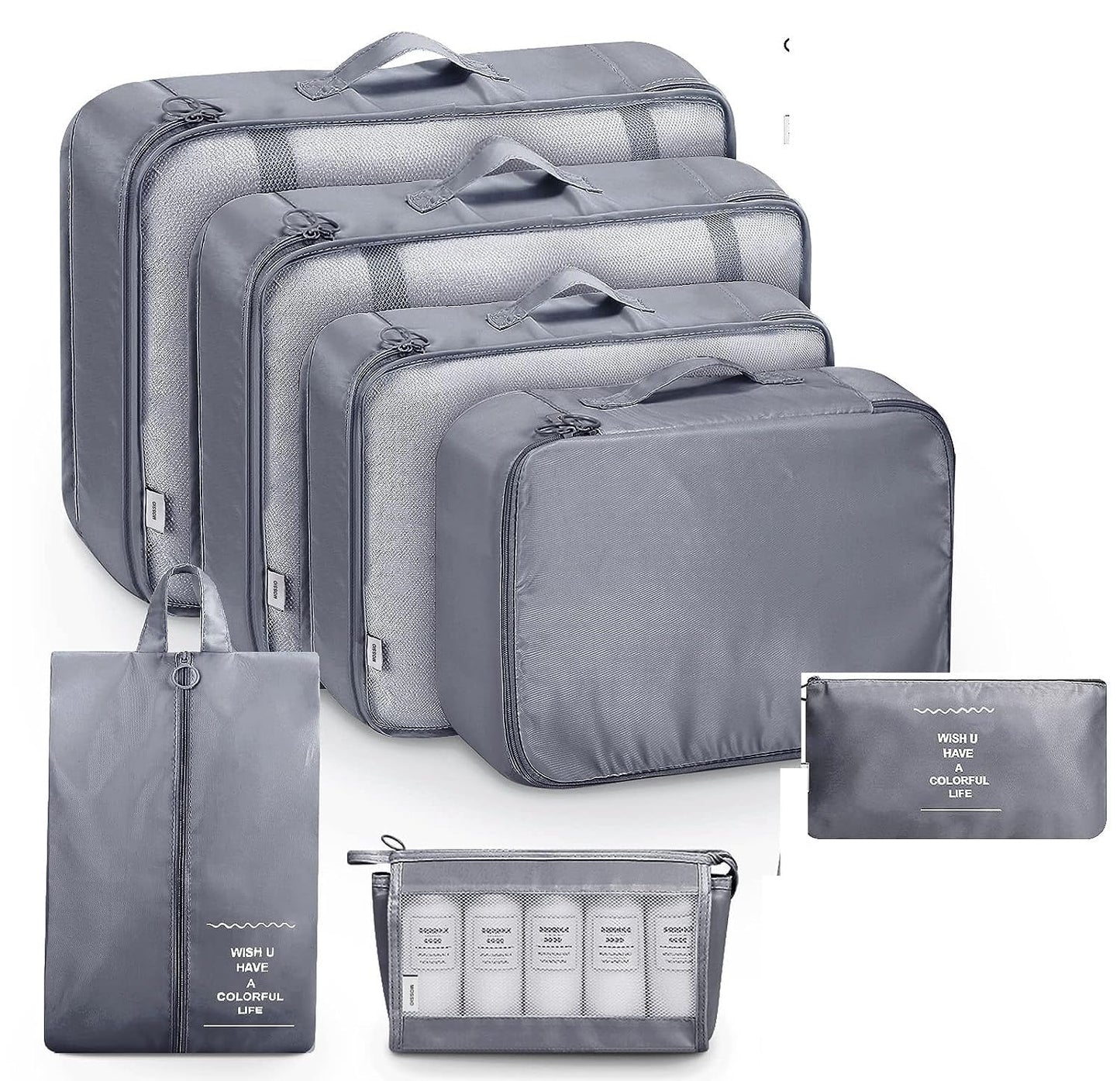 Drpshippr packing cubes set with shoe bag for travel, luggage organizer for suitcase clothing storage, compact and portable.
