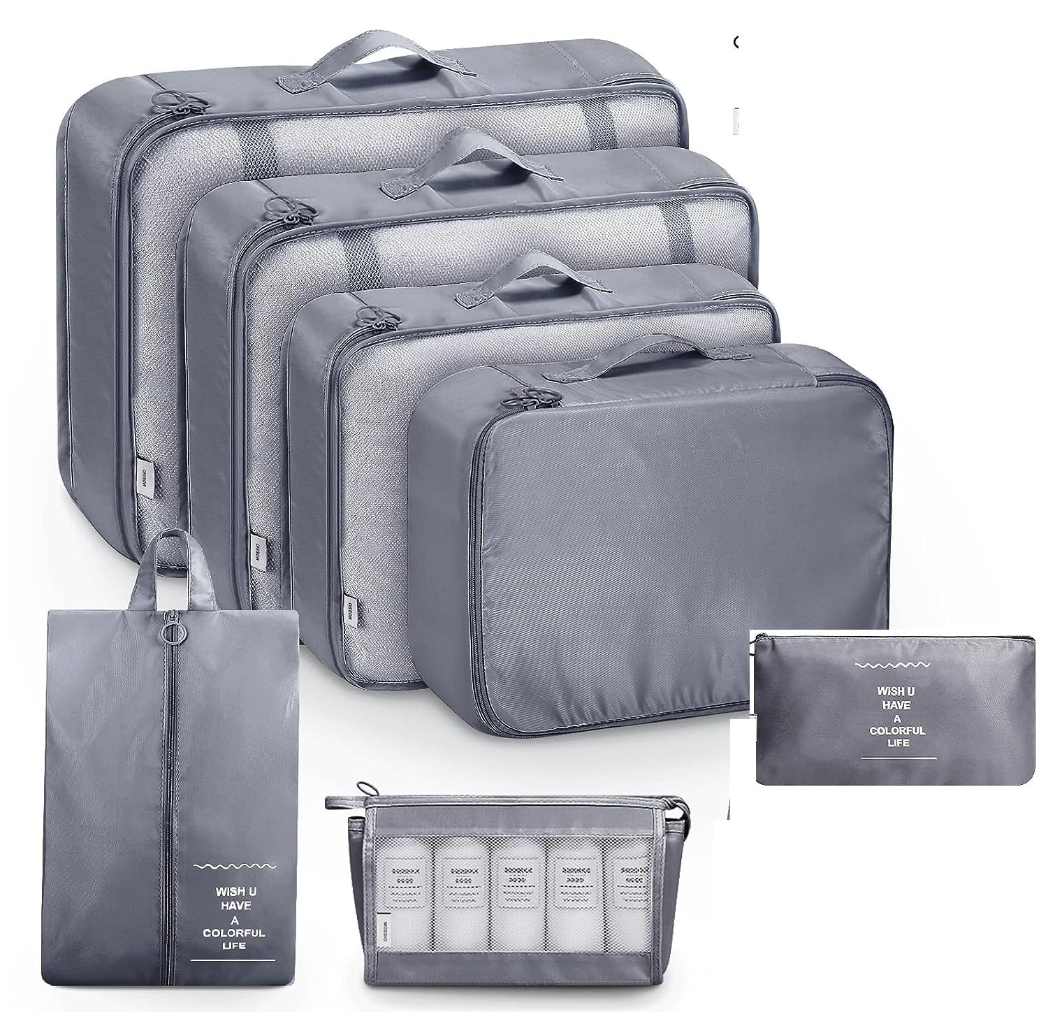 Drpshippr packing cubes set with shoe bag for travel, luggage organizer for suitcase clothing storage, compact and portable.