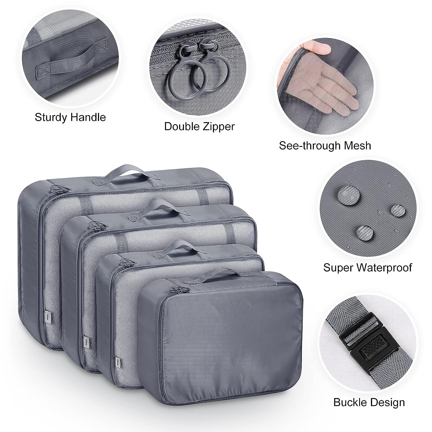 Drpshippr packing cubes set with shoe bag for travel, luggage organizer for suitcase clothes storage, compact and versatile travel accessories.