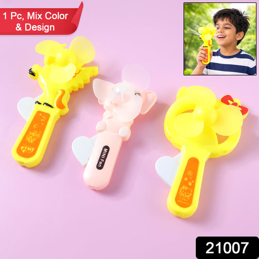 Mini portable cartoon fan toy by Wukusy, featuring a colorful, hand-press design perfect for handheld cooling and playful use.