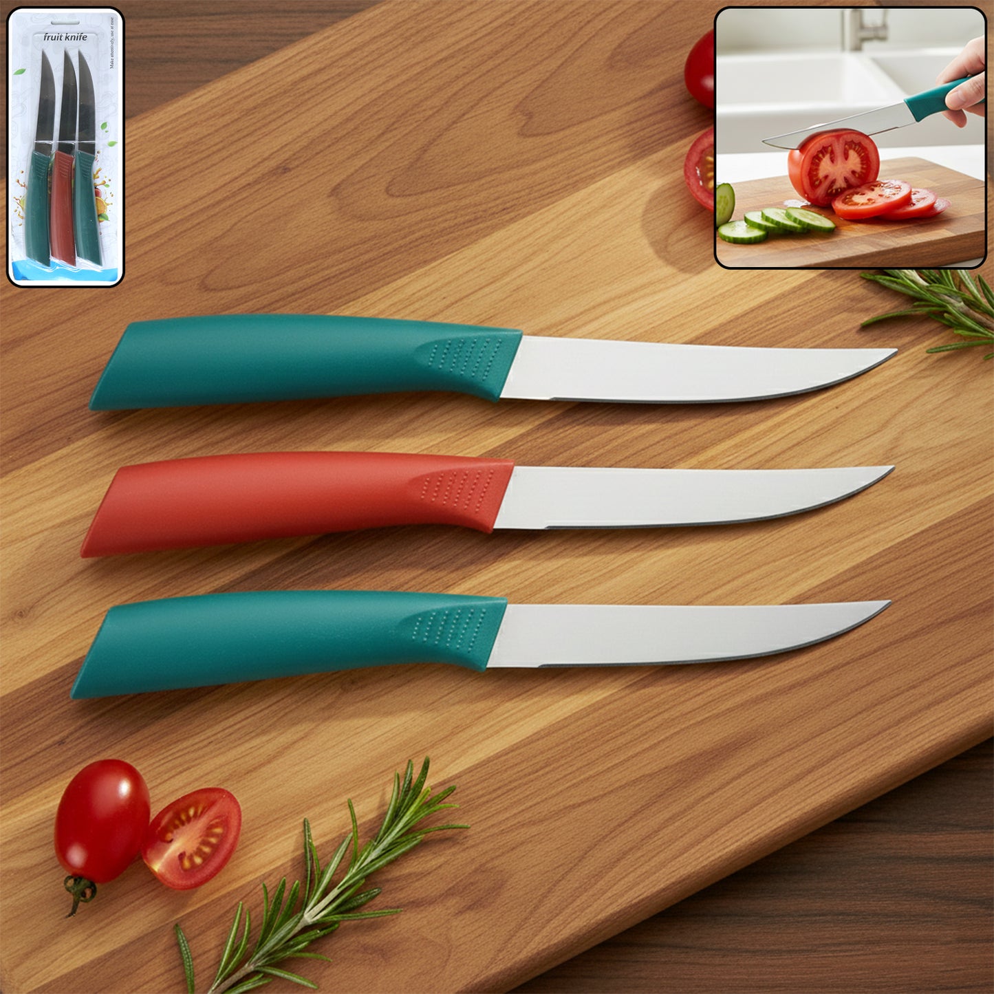Multipurpose Stainless Steel Fruit Knife Set Of 3