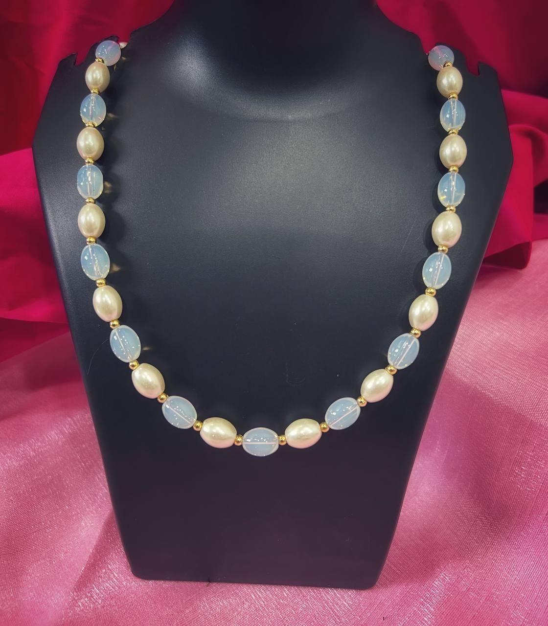 Drpshippr PD Enterprise Mala Pearl Gold Plated Necklace with delicate chain and pearl accents, elegant jewelry accessory