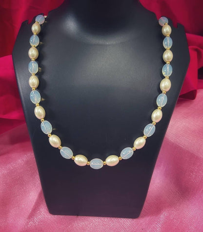 Drpshippr PD Enterprise Mala Pearl Gold Plated Necklace with delicate chain and pearl accents, elegant jewelry accessory