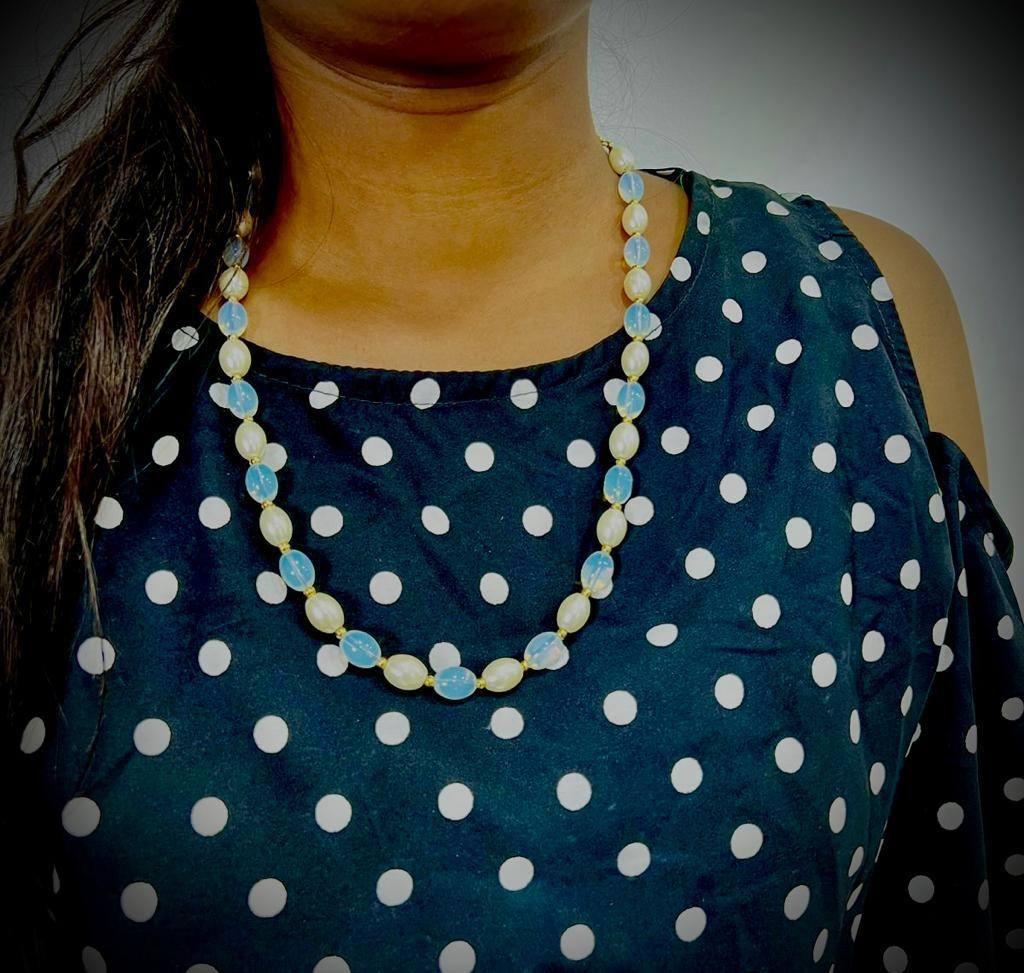 Drpshippr PD Enterprise MALA Pearl Gold Plated Necklace with delicate pearl design and gold finish, showcasing elegant jewelry style.