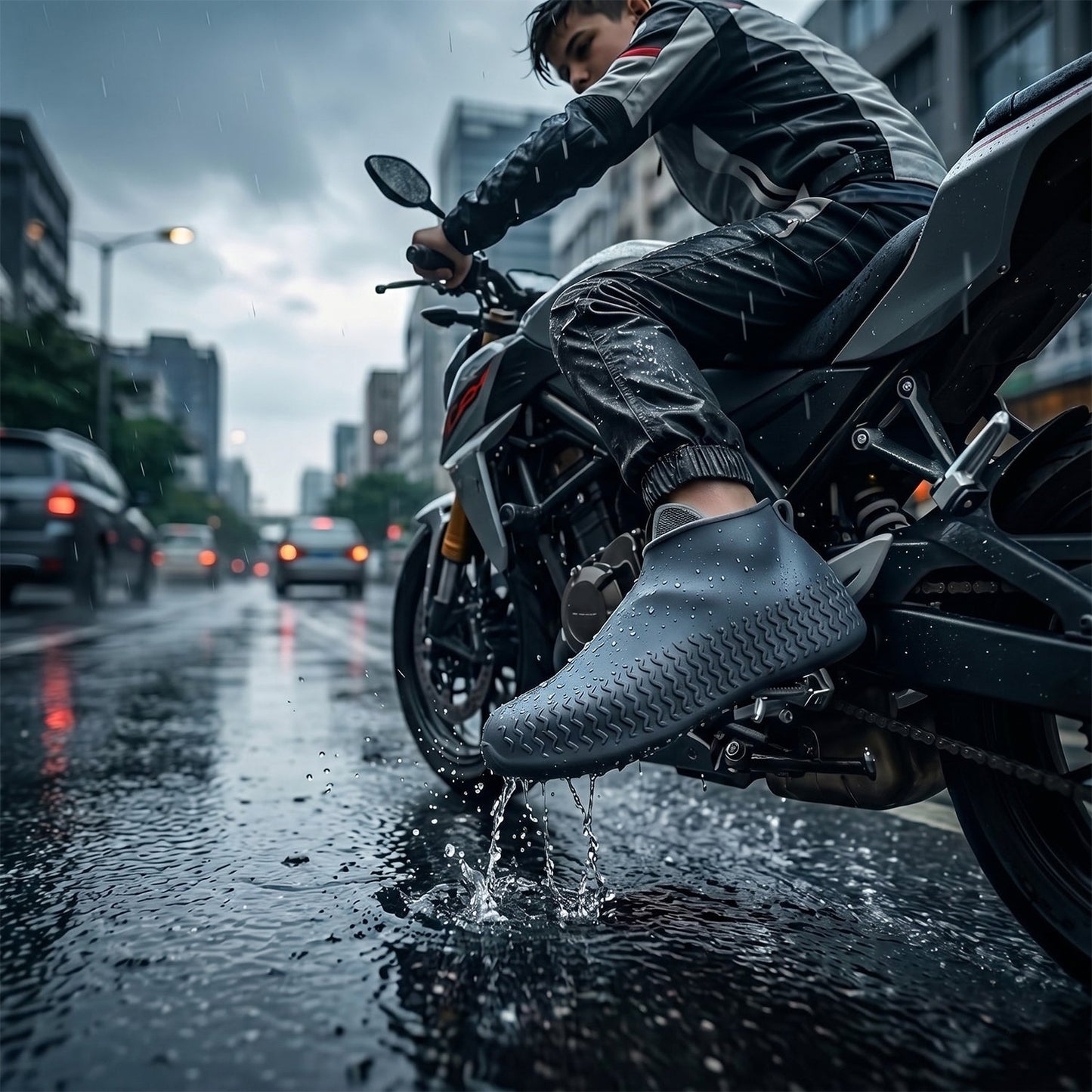 Reusable Waterproof Silicone Rain Shoe Cover Black Small Non Slip (1 Pair)