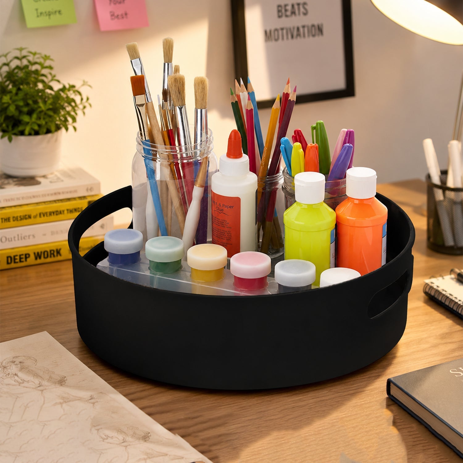Rotating Round Storage Tray Organizer For Kitchen Bathroom And Desk (1 Pc)
