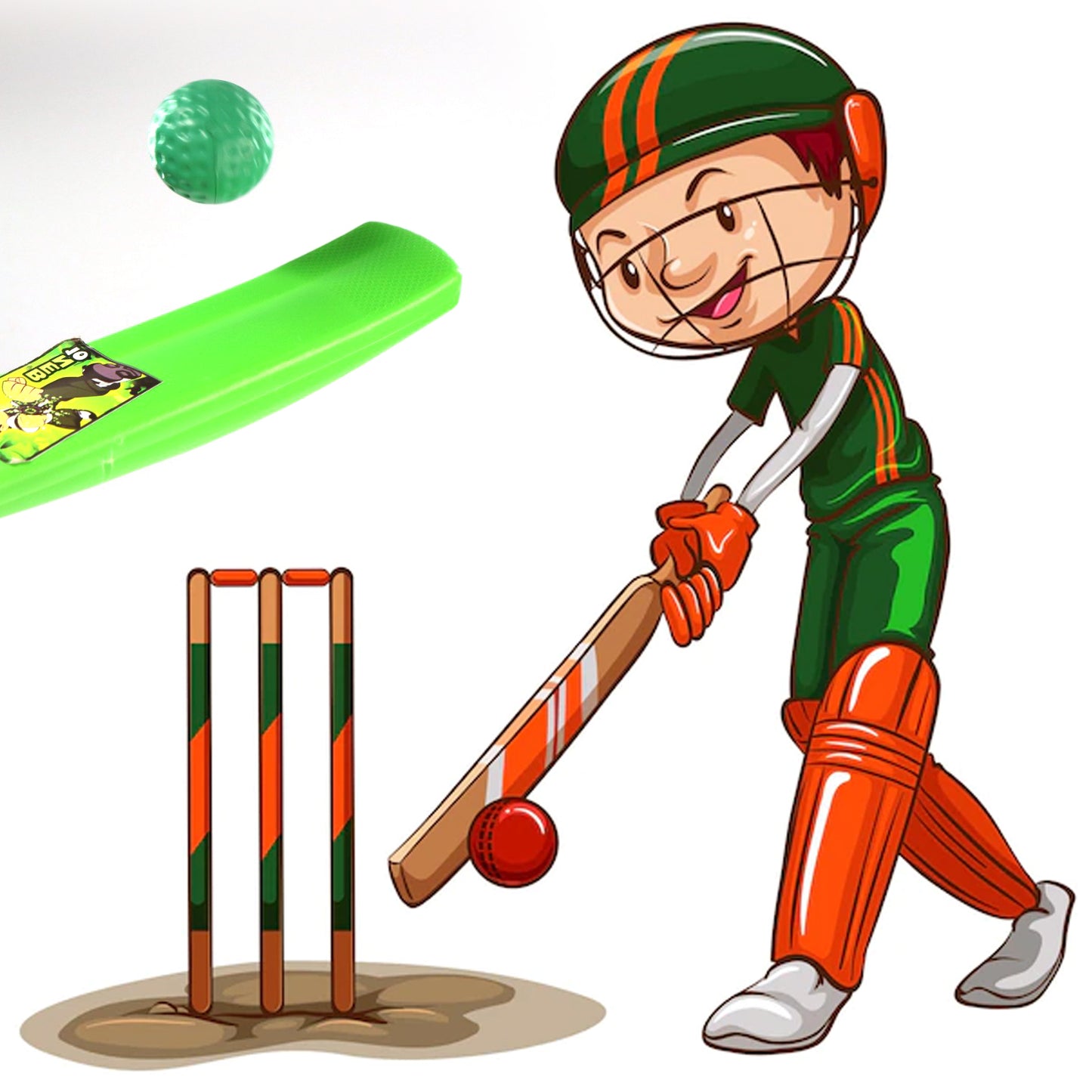 Wukusy 8022a plastic cricket bat and ball toy for kids, colorful and lightweight, suitable for outdoor play and fun cricket games