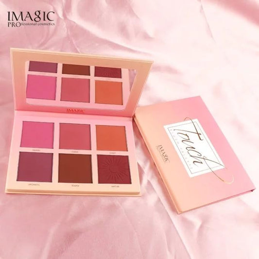 Drpshippr pigmented blushers with six multi shades for a natural finish, suitable for all skin types, in a compact makeup palette.