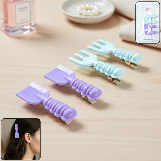 Set of four Wukusy cute mini tool-shape decorative hair clips with colorful designs, perfect for adding a playful touch to hairstyles.