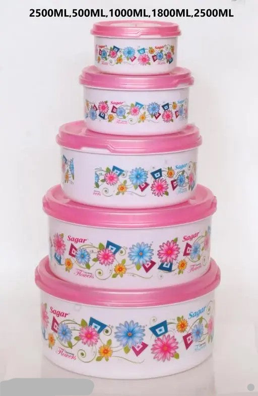 Plastic Grocery Container - 2500 ml, 1800 ml, 1000 ml, 500 ml, 250 ml  (Pack of 5)
