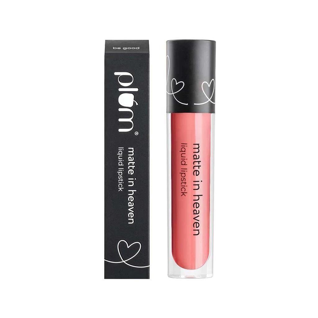 Plum Matte In Heaven liquid lipstick by Drpshippr in pink nude shade, non-drying, smudge-proof, vegan, cruelty-free, lychee-licious.