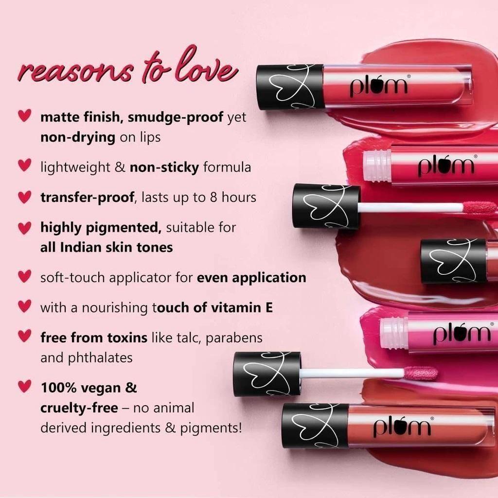 Plum Matte In Heaven Liquid Lipstick by Drpshippr in Pink Nude, non-drying, smudge-proof, vegan, cruelty-free beauty product.